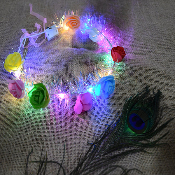 LED Flower Crown Headband – Multicolor Light-Up (1 Pc), Hair accessories